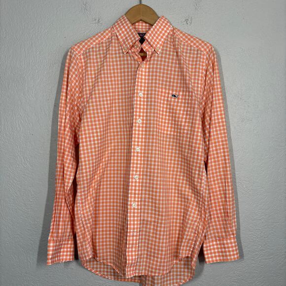 Vineyad Vines Long Sleeve Button Up Shirt Casual Checker Peach White - S - Picture 5 of 5